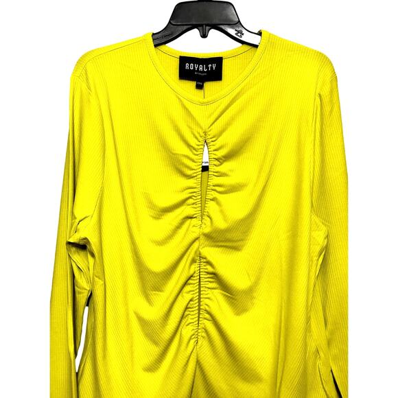Royalty By Maluma Bodysuit Ribbed Texture Long Sleeves Yellow Women's XXXL NWT - Picture 3 of 10
